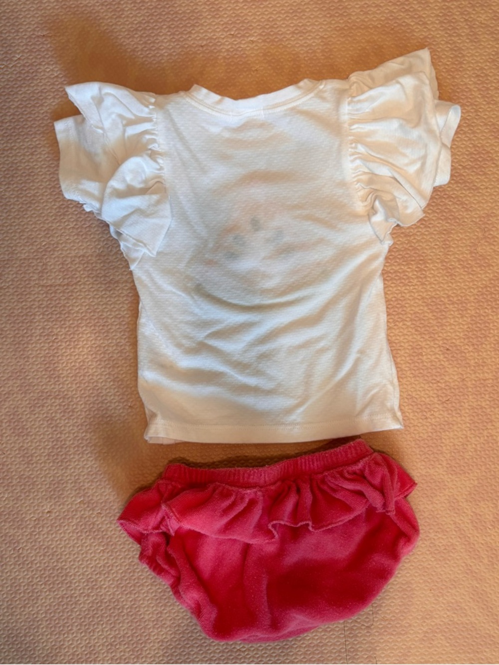 Oh Baby Girls 3-6 Months Watermelon Terry Applique Short Sleeve Tushie Set - Picture 5 of 5